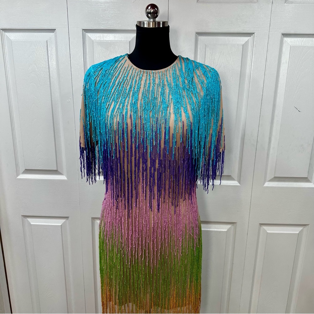 Nasty Gal Rainbow Tassel Fringe Shift Dress - Picture 4 of 11